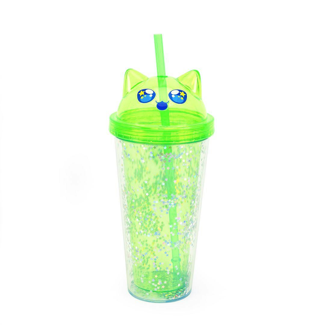 Fluffy Plastic Tumbler with Straw